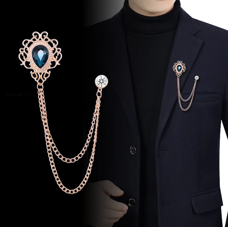 Men'S Accessories With Suits - New Vintage Tassel Chain Rhinestone Crystal