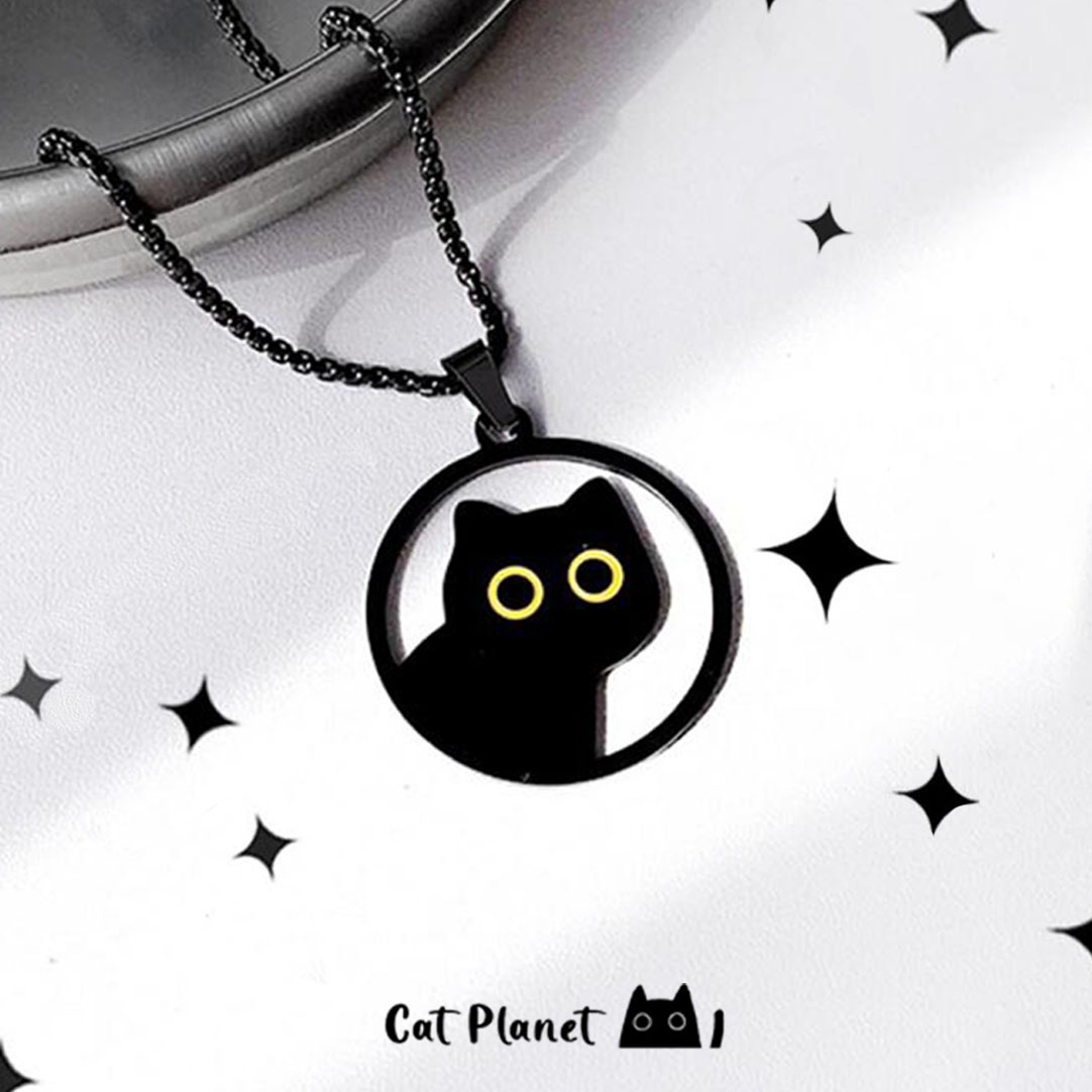Men Accessories Neck Chain - 2024 Titanium Steel Black Cat Necklace