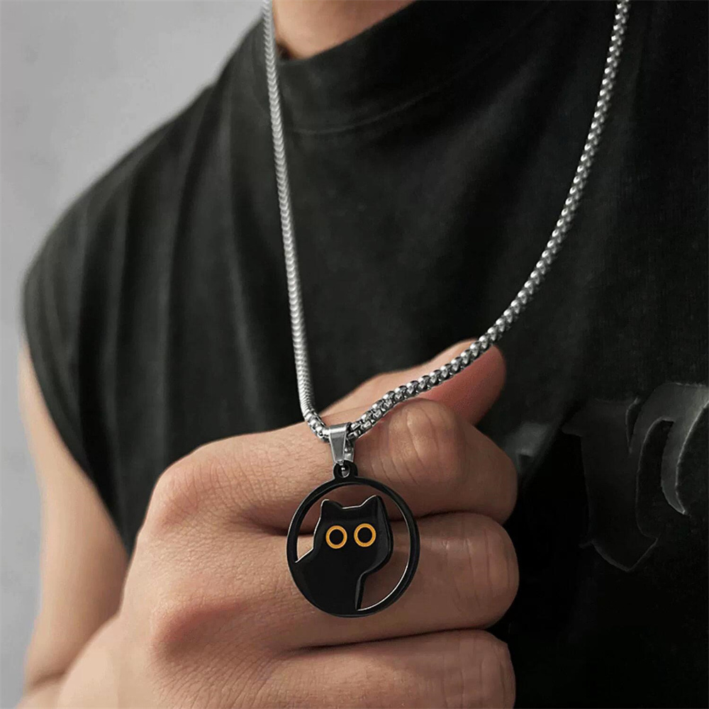 2024 Titanium Steel Black Cat  - Men Accessories Neck Chain 评论和价格
