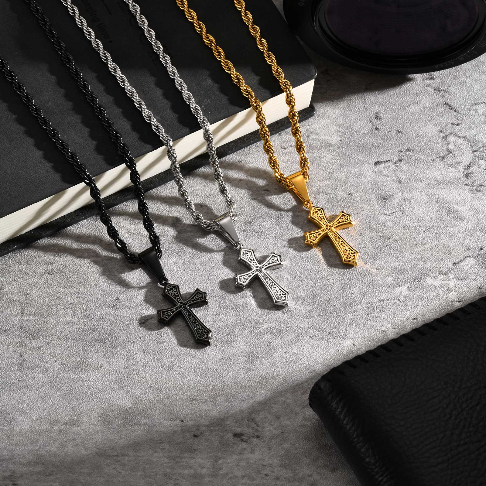Vnox Men's Cross Necklace Stai - Men Accessories Neck Chain 评论和价格